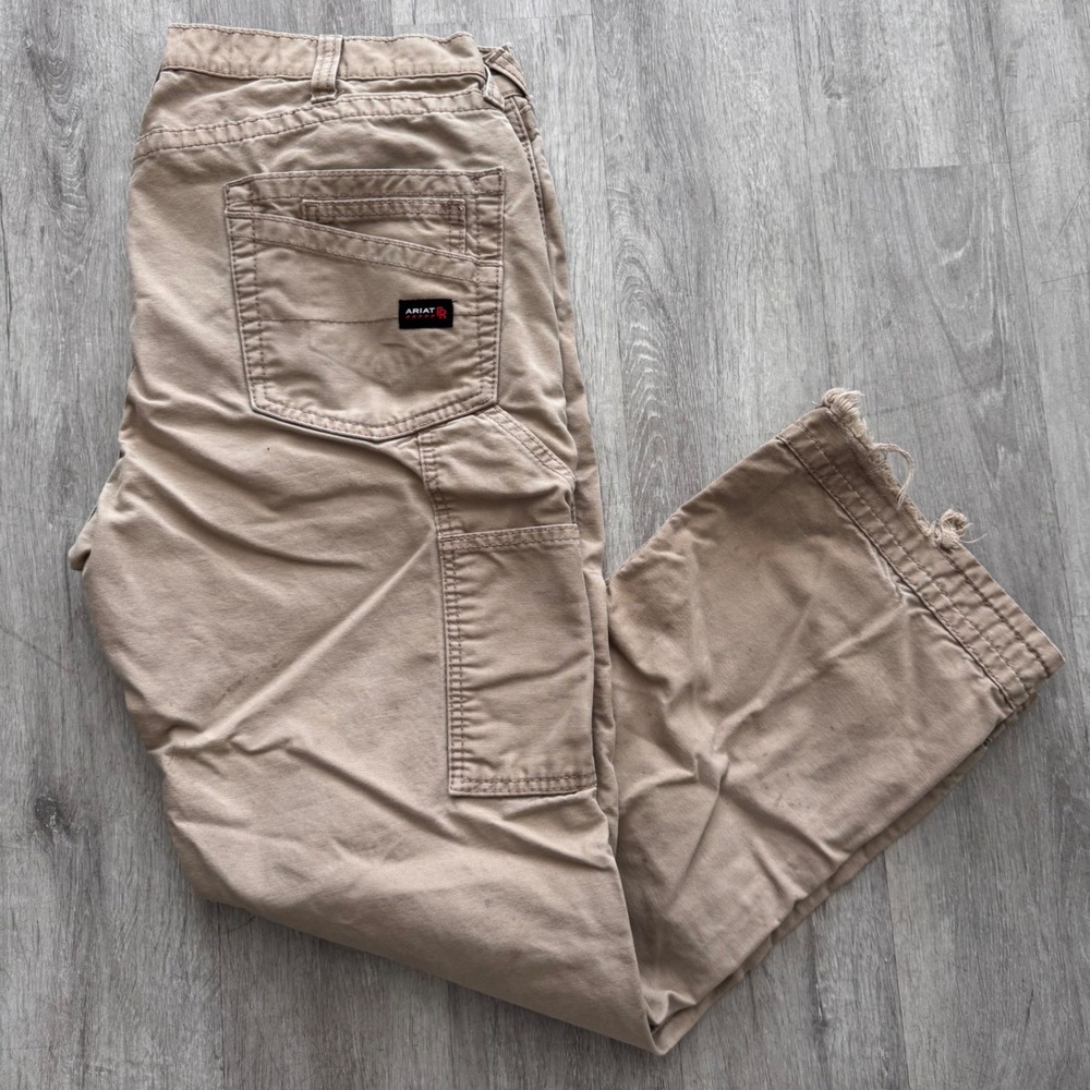 Ariat FR M4 Low Rise Boot Cut Work Pants Khaki Tan Flame Resistant 38x32